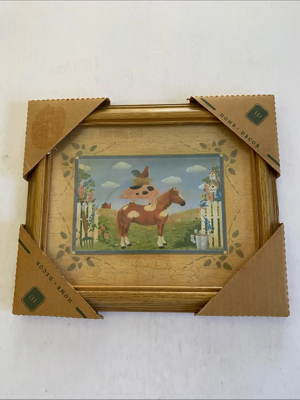 Home Decor Farm Animal Framed Art Print - Brown/Gold